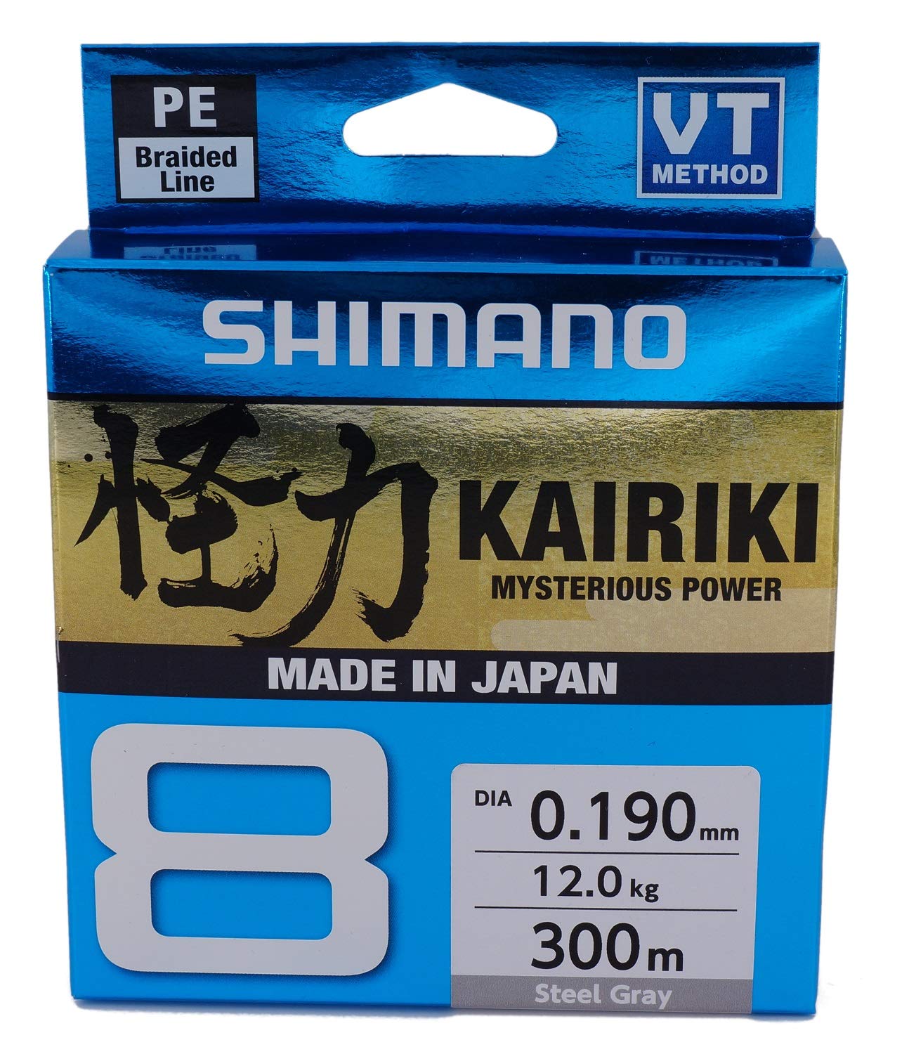 SHIMANO Kairiki 8, 300 Meter, Hellgrau, 0.160mm/10.3kg, 8fach Geflochtene Angelschnur, 59WPLA68R13