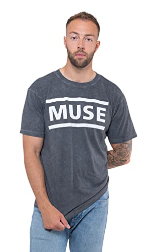Muse T Shirt Band Logo Nue offiziell Herren Dye Wash Schwarz M