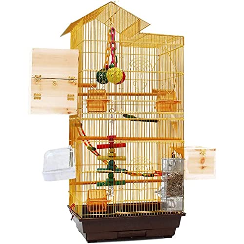 Vogelhaus Großer Vogelkäfig, multifunktionaler Ziervogelkäfig aus Metall, Flugvogelkäfig, eingebaut, zum Aufhängen, aus Holz Heimtiercenter