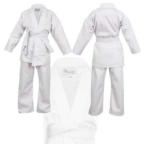 NORMAN Weiß Kinder Karate-Anzug Gratis Weißer Gürtel Kinder Karate-Anzug - Weiß, 110cm