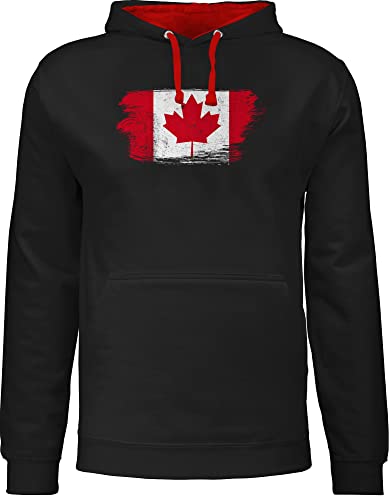 Shirtracer Länder - Kanada Vintage - L - Schwarz/Rot - JH003 - Kontrast Hoodie
