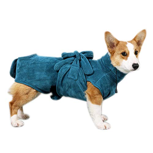 Nobranded Hunde-Bademantel, schnell trocknend, super saugfähig, verstellbare Kapuzenhandtücher, Mantel für Hunde (M)