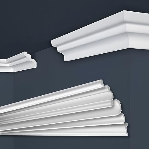 MARBET DESIGN Stuckleisten XPS Styropor weiß - Deckenleisten Stuck Decken Styroporleisten E-Leisten - (150 Meter / 1 Packung E-7)