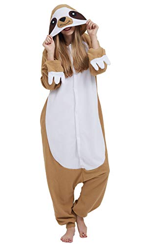 Jumpsuit Onesie Tier Karton Fasching Halloween Kostüm Sleepsuit Cosplay Overall Pyjama Schlafanzug Erwachsene Unisex Lounge, Brown, Erwachsene Größe M - für Höhe 156-167CM