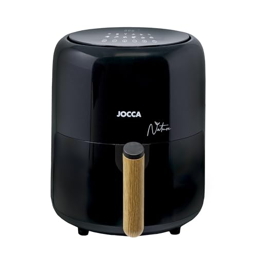 JOCCA - Ölfreie Fritteuse mit Timer, Linie Nature 1450 W | Heißluftfritteuse | Fassungsvermögen 3,8 Liter | Air Fryer | Gesundes Kochen | Einstellbare Temperatur | Multifunktional (schwarz)
