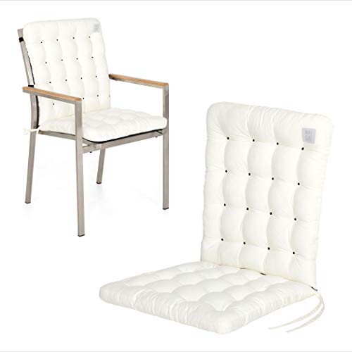 HAVE A SEAT Luxury | Gartenstuhlauflagen - Niedriglehner Polster Auflage, waschbar bei 95°C, Trockner geeignet, Sitzauflage für Gartenstuhl (1 Stück - 100x48 cm, Weiß)
