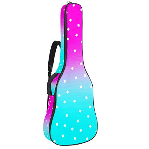 Gitarrentasche mit Reißverschluss, wasserdicht, weich, für Bassgitarre, Akustik- und klassische Folk-Gitarre, Pink / Blau