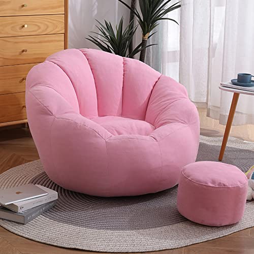 DESHVA Reine Farbe Sitzsack Stuhlbezug, (ohne Füllungen) Weiche Baumwolle Lazy Sofa Dekorieren Möbel für Erwachsene,Rosa