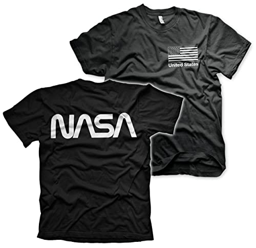 Nasa Offizielles Lizenzprodukt Black Flag Herren T-Shirt Groß & Hoch Herren T-Shirt (Schwarz), 4XL