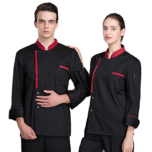 Kochbekleidung Professionelle Hotel Uniform mit Langen Ärmeln und kontrastierenden, Kochjacke für Herren & Damen