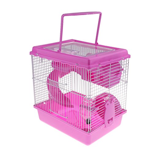 Tubayia 2-Schicht Hamsterkäfig Nagerkäfig Hamsterhaus mit Rutsche, Laufrad und Wasserflasche