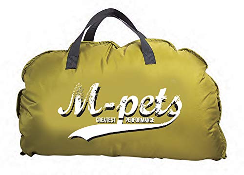 M-PETS Bilbao Hundehütte, tragbar, weich, mit weichem Plüschfutter, Gelb mit Logo, 104 x 74 cm