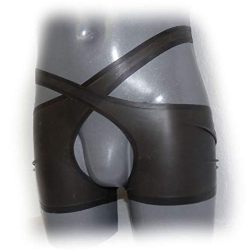 New Men sexy latex shorts open cortch in transparent Look Pair Size:M