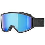 uvex g.gl 3000 CV - Skibrille für Damen und Herren - konstraststeigernd - vergrößertes, beschlagfreies Sichtfeld - black matt/blue-green - one size