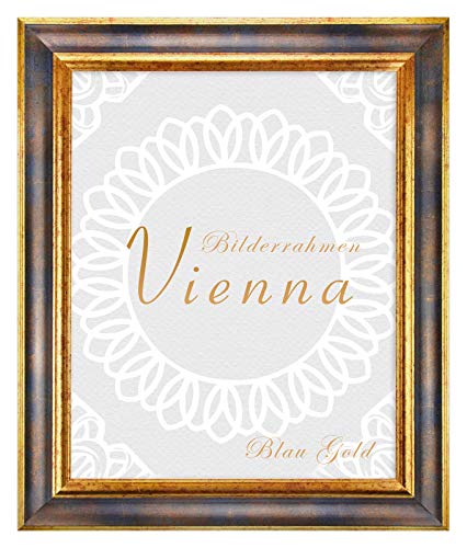 BIRAPA Bilderrahmen Vienna aus Massivholz 40x50 cm in Blau Gold Größen