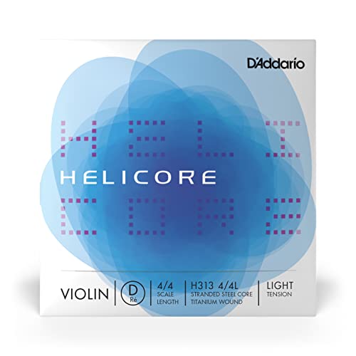 D'Addario Helicore Geigensaiten - Violine Saiten Geige 4/4 - H313-4/4L Violinen Einzelsaite 'D' Titanium umsponnen 4/4 Light