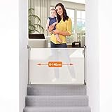 Dreambaby® (0-140cm) - Einziehbares/Einrollbares Tür- und Treppenschutzgitter für Babys und Haustiere. Extra-Hoch, Versetzbar, geeignet für den Innen- und Außenbereich. 2019 Version! (Weiß)