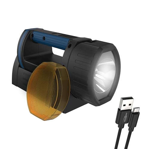 ANSMANN LED Handscheinwerfer Akku mit 2600mAh aufladbar über Micro USB & Ladeaschale - Handlampe mit 3 Leuchtmodi (100%, 30%, Blinklicht), verstellbarer Lampenkopf, Suchscheinwerfer - Notbeleuchtung