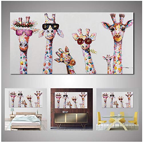 Nativeemie Druck auf Leinwand Malerei Künstlerische Farbe Giraffe Poster und Druck Wandkunst Bild für Wohnzimmer Home Decoration 80x170cm / 31,5"x67 Rahmenlos