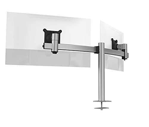 Durable Monitor Halterung 2 Monitore mit Tischdurchführung, für VESA Bildschirme 21-27", 360° drehbar, neigbar, höhenverstellbar, 508623, Silber
