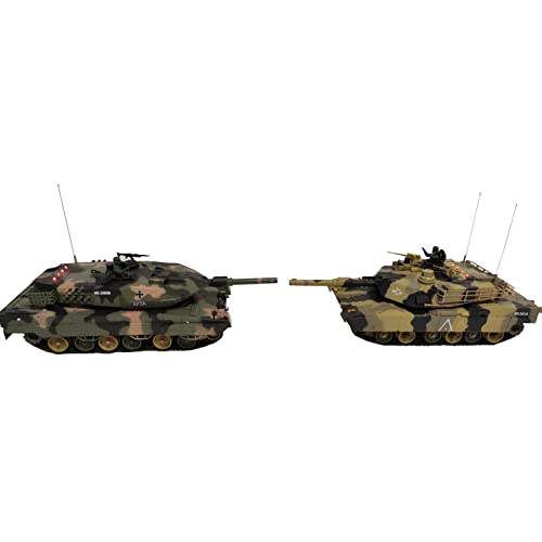 HBS Hubsons® 2-er Set RC Leopard 2A5 + Abrams M1A1 Kampf-Panzer für Multiples Gefecht mit Infrarot- und 6mm Softair BB Schuss