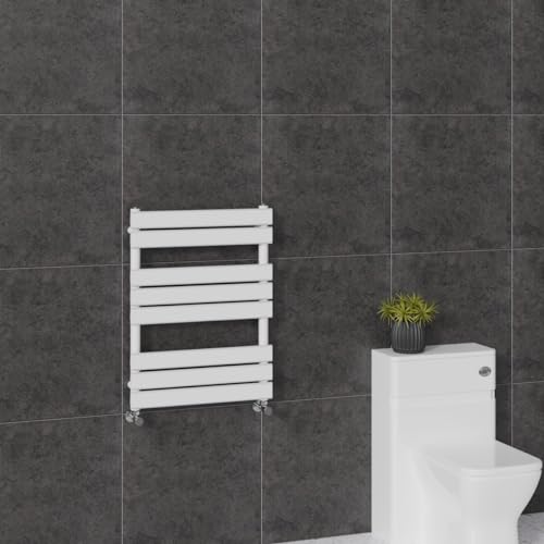 Warmehaus Handtuchwärmer, flach, beheizt, 800 x 600 mm, für Badezimmer, Zentralheizung, Weiß