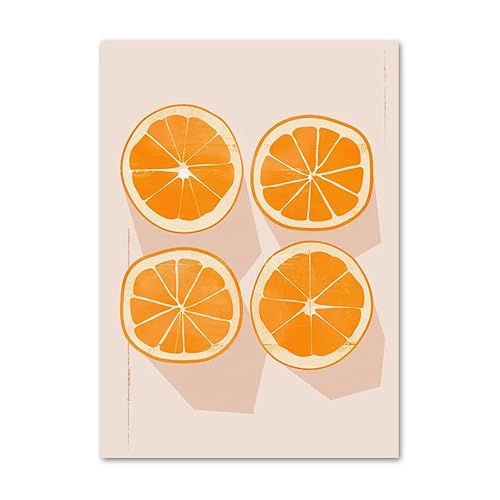 GIBOH Minimalistisches Orangen-Poster und Drucke, Moderne Wandkunst, frisches Obst, Leinwandgemälde, nordische ästhetische Bilder für Wohnzimmerdekoration, 40 x 60 cm x 1, ohne Rahmen