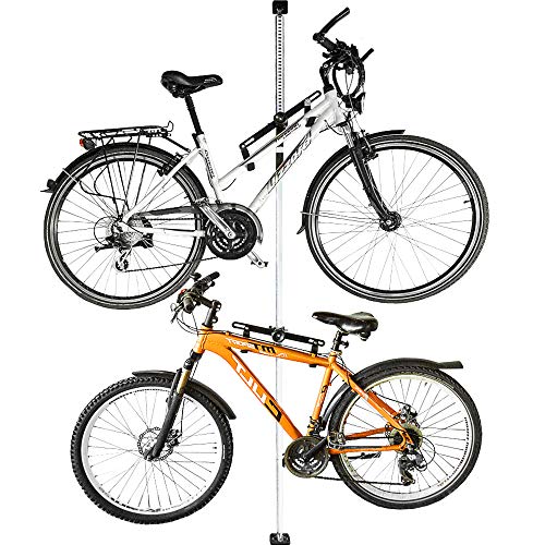 Allegra Fahrradhalterung Wand Fahrradaufhängung Fahrradwandhalterung Fahrrad Halterung (Weiß, 2 Halter + Stange 160cm - 290cm)