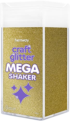 Hemway BULK Glitter 410g / 14.5oz MEGA Craft Shaker Glitter for Nails, Resin, Tumblers, Arts, Crafts, Painting, Festival, Cosmetic, Body - Microfine (1/256" 0.004" 0.1mm) - Gold