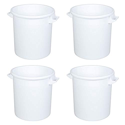 4 Kunststofftonnen 50 Liter ohne Deckel, lebensmittelecht, Polyethylen-Kunststoff (PE-HD), weiß