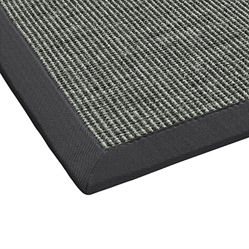 BODENMEISTER Sisal-Teppich modern hochwertige Bordüre Flachgewebe, verschiedene Farben und Größen, Variante: anthrazit dunkel-grau, 133x190