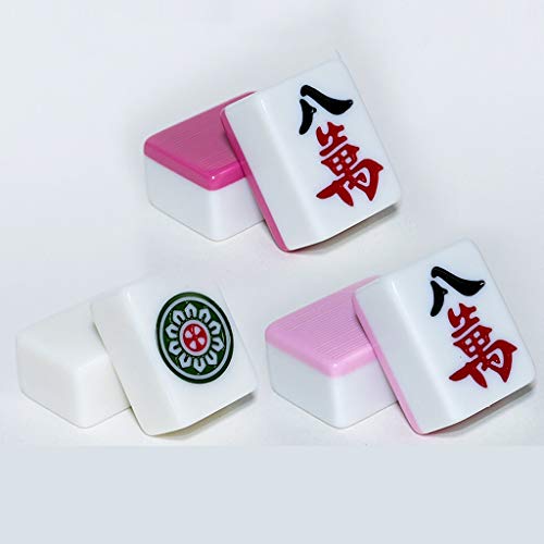 Suuim Mahjong Chinesischer Mahjong, XL, 144 nummerierte Melaminfliesen, komplette Majong-Spielsets (Rosa 42#) (Rosa 42#)