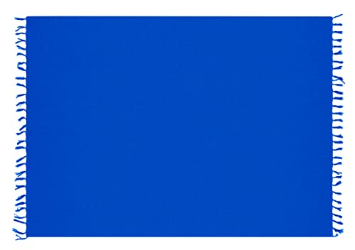 Ciffre Pareo Sarong Tuch Damen Herren - Wickelrock Strand - Strandtuch Blickdicht als Wickeltuch oder Handtuchkleid und Wickelkleid Unisex Frauen und Männer - mit Schnalle einfarbig Royal Blau