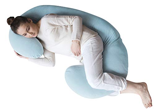 Motherhood Still- und Lagerungskissen Sleepy-C Premium aus Baumwoll-Velour, Öko Tex Standard 100, hellblau 2019