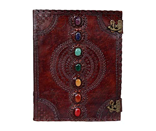 OVERDOSE Leder Journal Buch sieben Chakra mittelalterlichen Stein geprägt handgefertigte Notebook Office Tagebuch Größe 14x22 inches | 35x55 cm