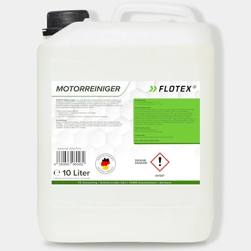 Flotex® 10L Motorreiniger - Konzentrat – Reiniger-Konzentrat für den Motor - Motorraum Reiniger & Entfetter - Motorsystemreiniger & Pflege von Auto, Motorrad & anderen Kfz