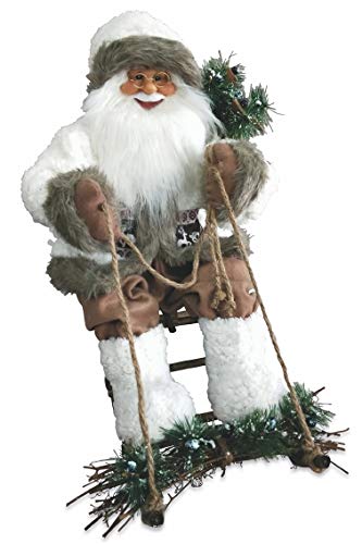 Galileo Casa 2424120 Weihnachtsmann mit Schlitten weiß mit Bär, Stoff, Einheitsgröße