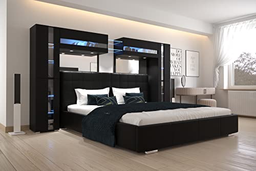 Furnitech Panama 14 Schlafzimmer Komplett Doppelbett Schlafzimmer-Set Bett LED (LED blau, SP14-21B-M4-1C 180)