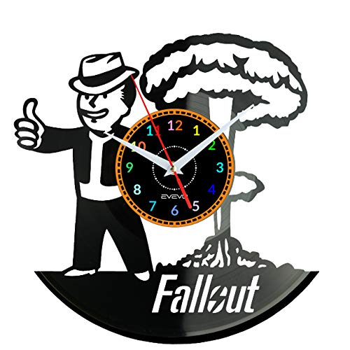 EVEVO Fallout Wanduhr Vinyl Schallplatte Retro-Uhr Handgefertigt Vintage-Geschenk Style Raum Home Dekorationen Tolles Geschenk Wanduhr Fallout