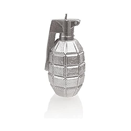 Candellana Groß Grenade Kerze | Höhe: 14,3 cm | Silber | Handgefertigt in der EU