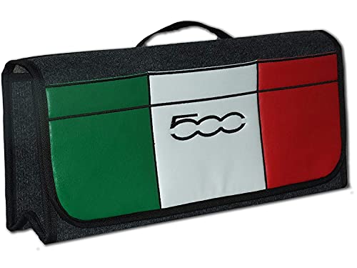 Aufbewahrungstasche für den Kofferraum, mit italienischer Flagge, Kunstleder, Vordertasche und Vintage 500