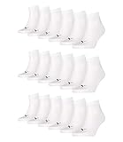 PUMA unisex Quarter Sportsocken Kurzsocken Socken 271080001 18 Paar, Farbe:Weiß, Menge:18 Paar (6x 3er Pack), Größe:35-38, Artikel:-300 white
