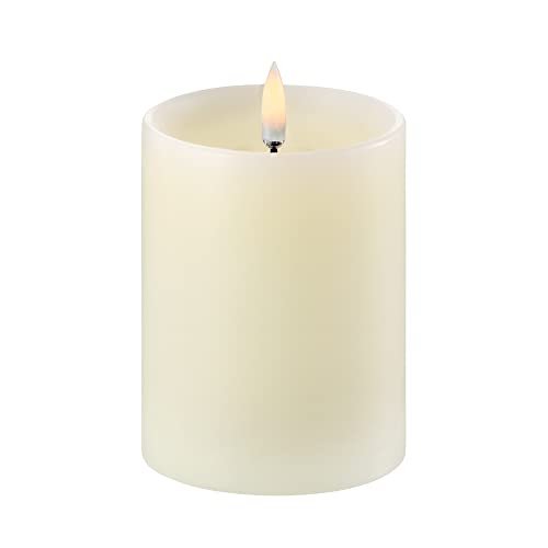 Uyuni Piffany Copenhagen Lighting Pillar LED Kerze tiefer Docht 7,8 x 10 cm Echtwachs Ivory - 6 Stunden Timerfunktion - Keine Brandgefahr, Keine Rußbildung und kein Geruch