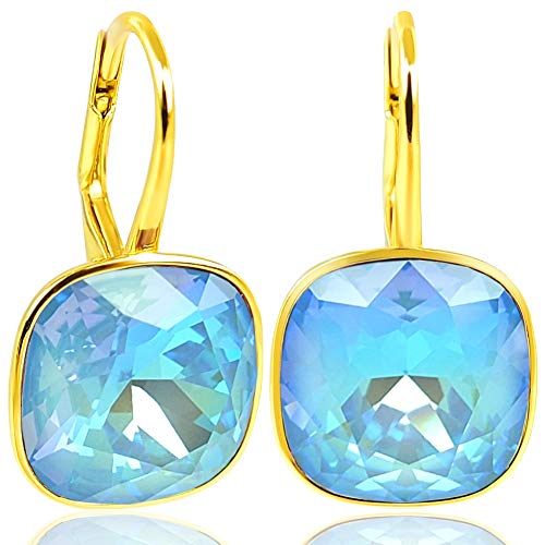 Ohrringe Gold Blau mit Kristalle von Swarovski® NOBEL SCHMUCK