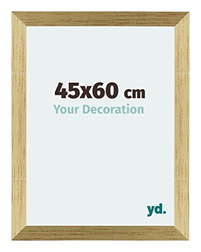 yd. Your Decoration - Bilderrahmen 45x60 cm - Bilderrahmen aus MDF mit Acrylglas - Antireflex - Ausgezeichneter Qualität - Gold Glanz - Mura