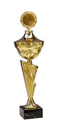 eberin · Pokal Serie Smillia, Gold, mit Wunschtext und auswählbarem Motiv-Emblem, Größe 38,7 cm