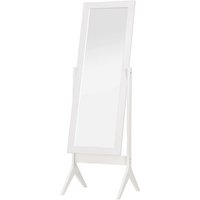 HOMCOM Standspiegel Ganzkörperspiegel Schminkspiegel Erhöhte Füße Pflegeleicht MDF Weiß 47 x 46 x 148 cm