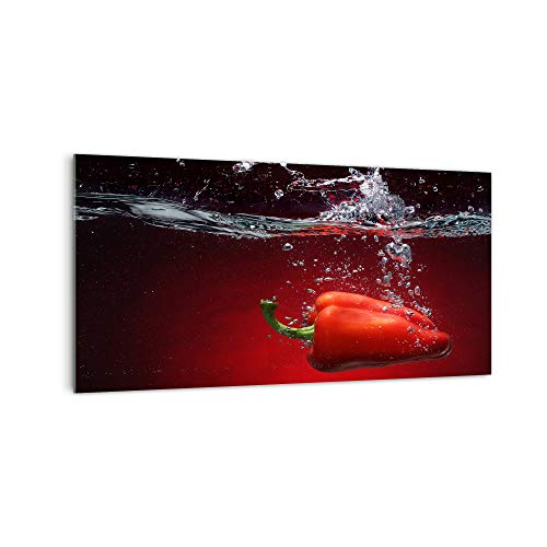 DekoGlas Küchenrückwand 'Paprika in Wasser' in div. Größen, Glas-Rückwand, Wandpaneele, Spritzschutz & Fliesenspiegel