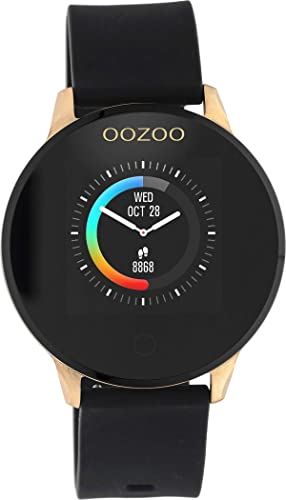 Oozoo Unisex Smartwatch mit Silikonband Schwarz/Rosegoldfaben 43 MM Q00114