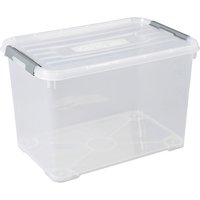 Allibert "praktischer Plus Aufbewahrungsbox mit Deckel, transparent/Silber, 65 Liter